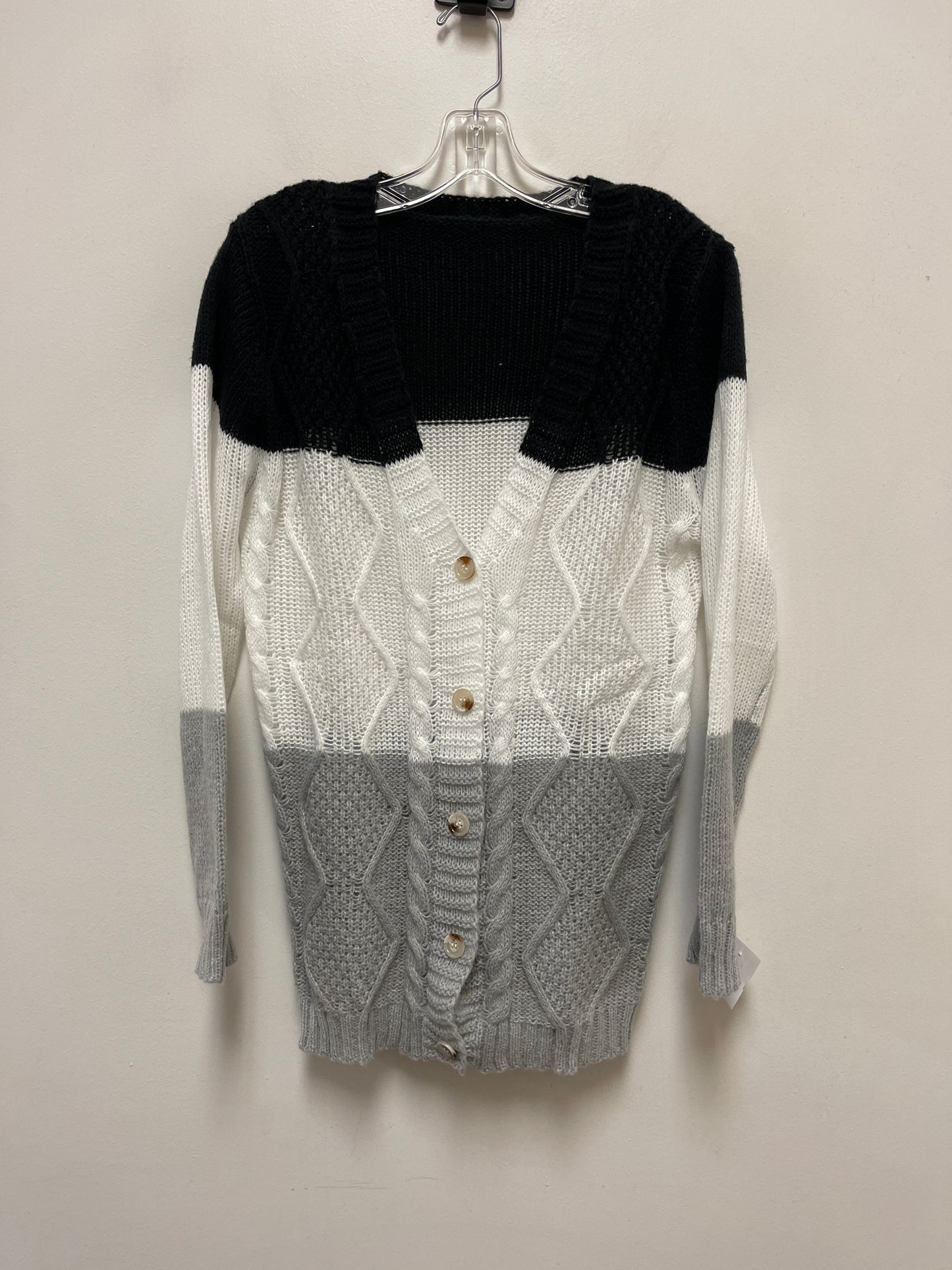 Cardigan By Clothes Mentor In Black & Grey, Size: M