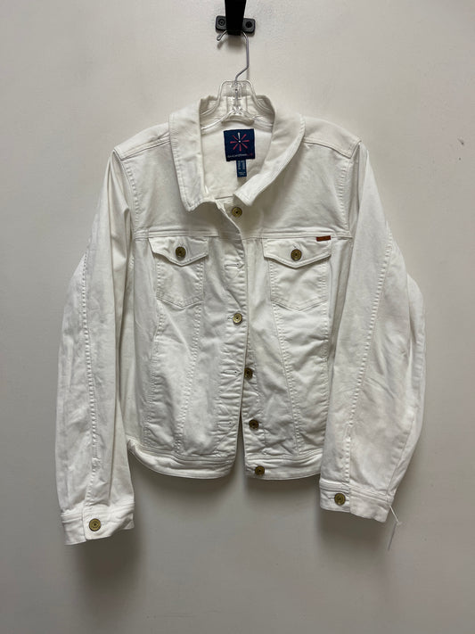 Jacket Denim By Isaac Mizrahi In White Denim, Size: 2x