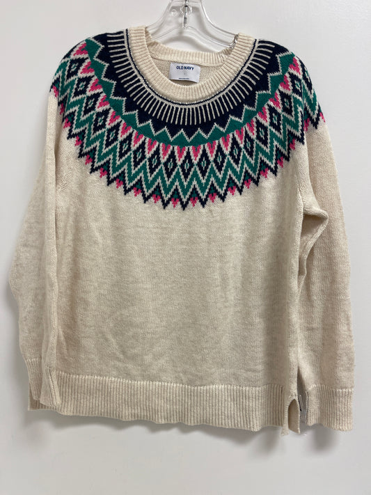 Sweater By Old Navy In Cream & Green, Size: L