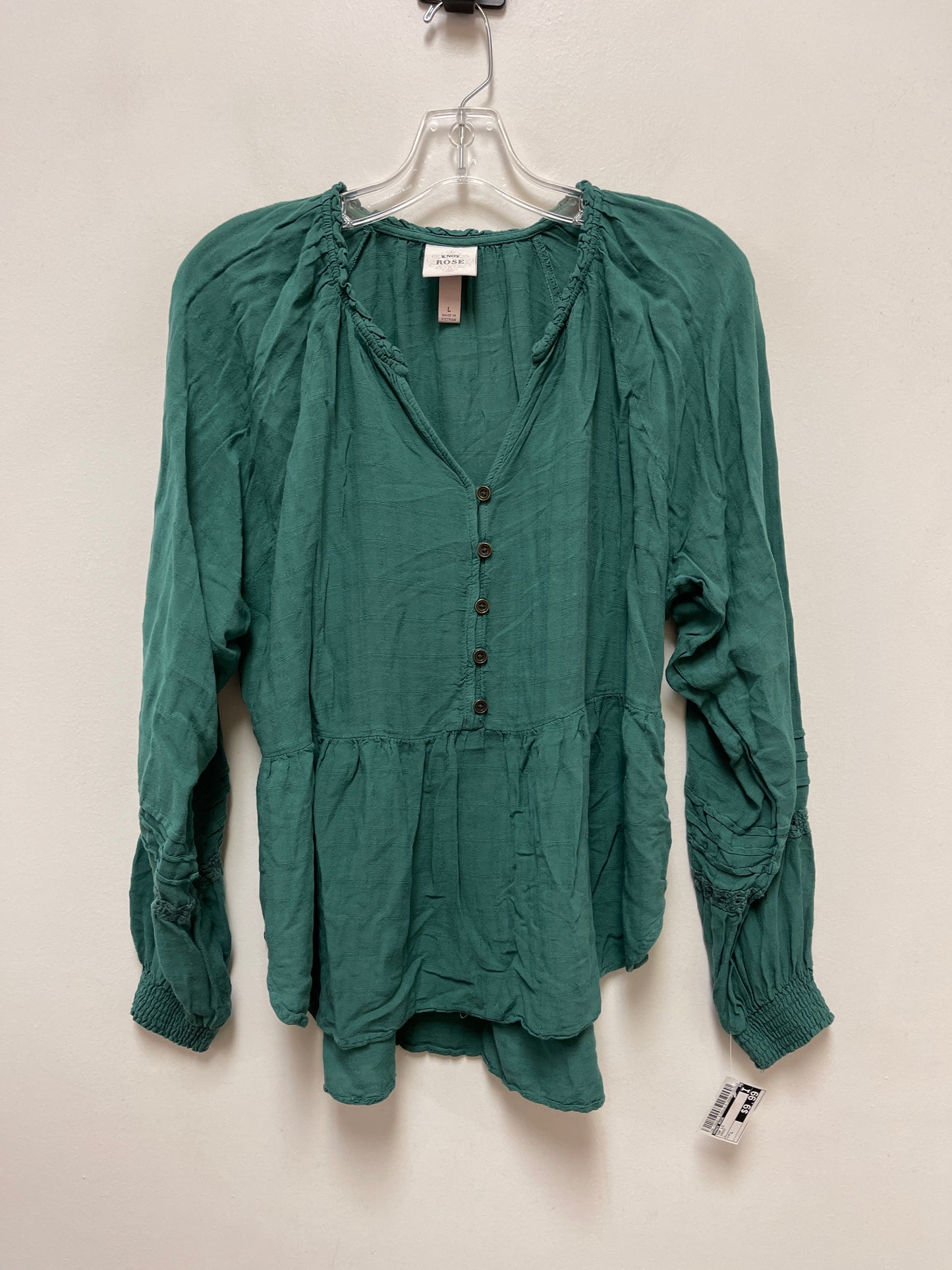 Top Long Sleeve By Knox Rose In Green, Size: L