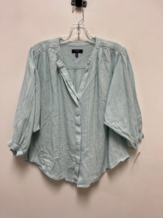 Top Long Sleeve By Kaari Blue In Blue, Size: S