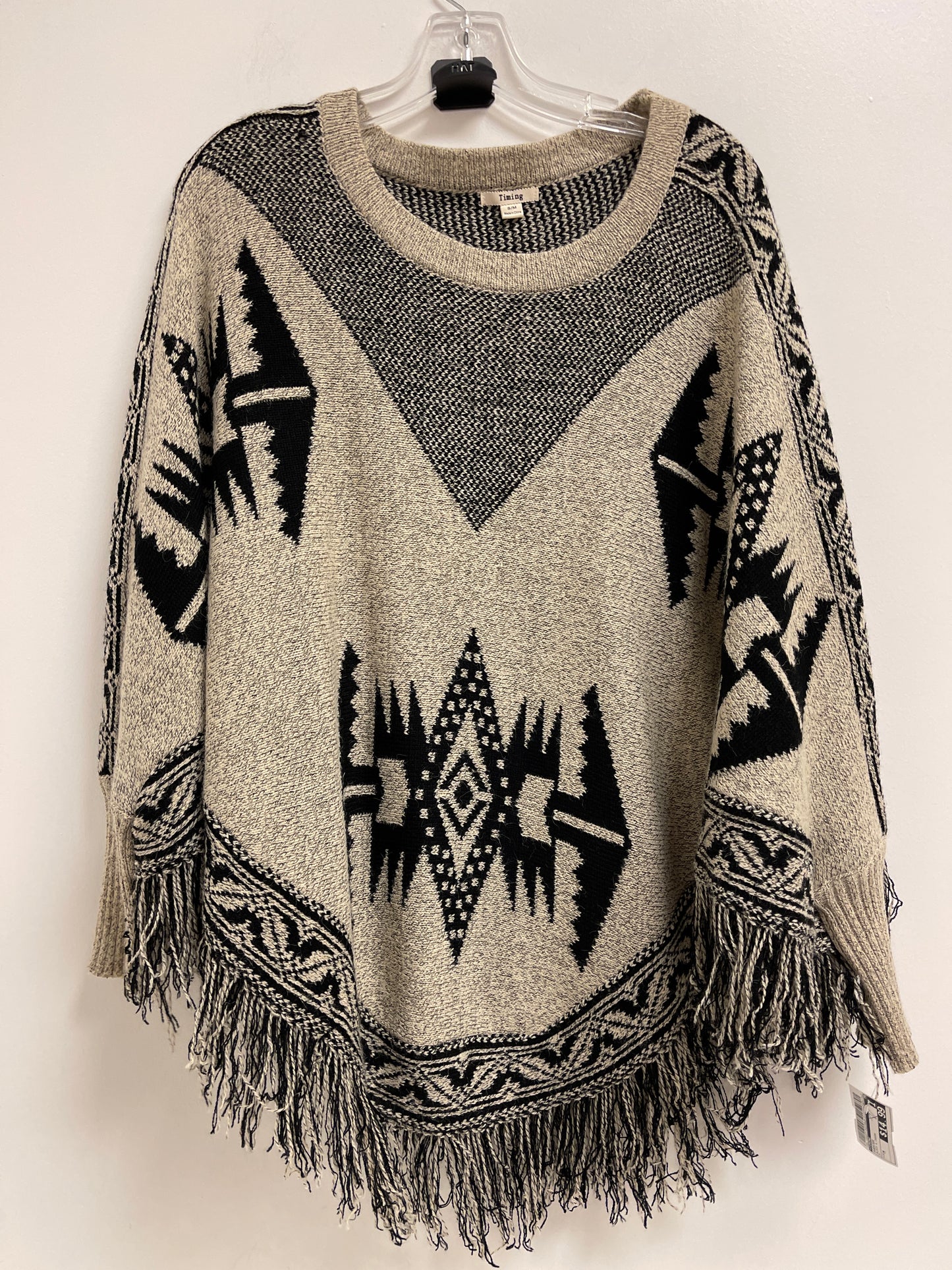 Sweater By Timing In Black & Cream, Size: M