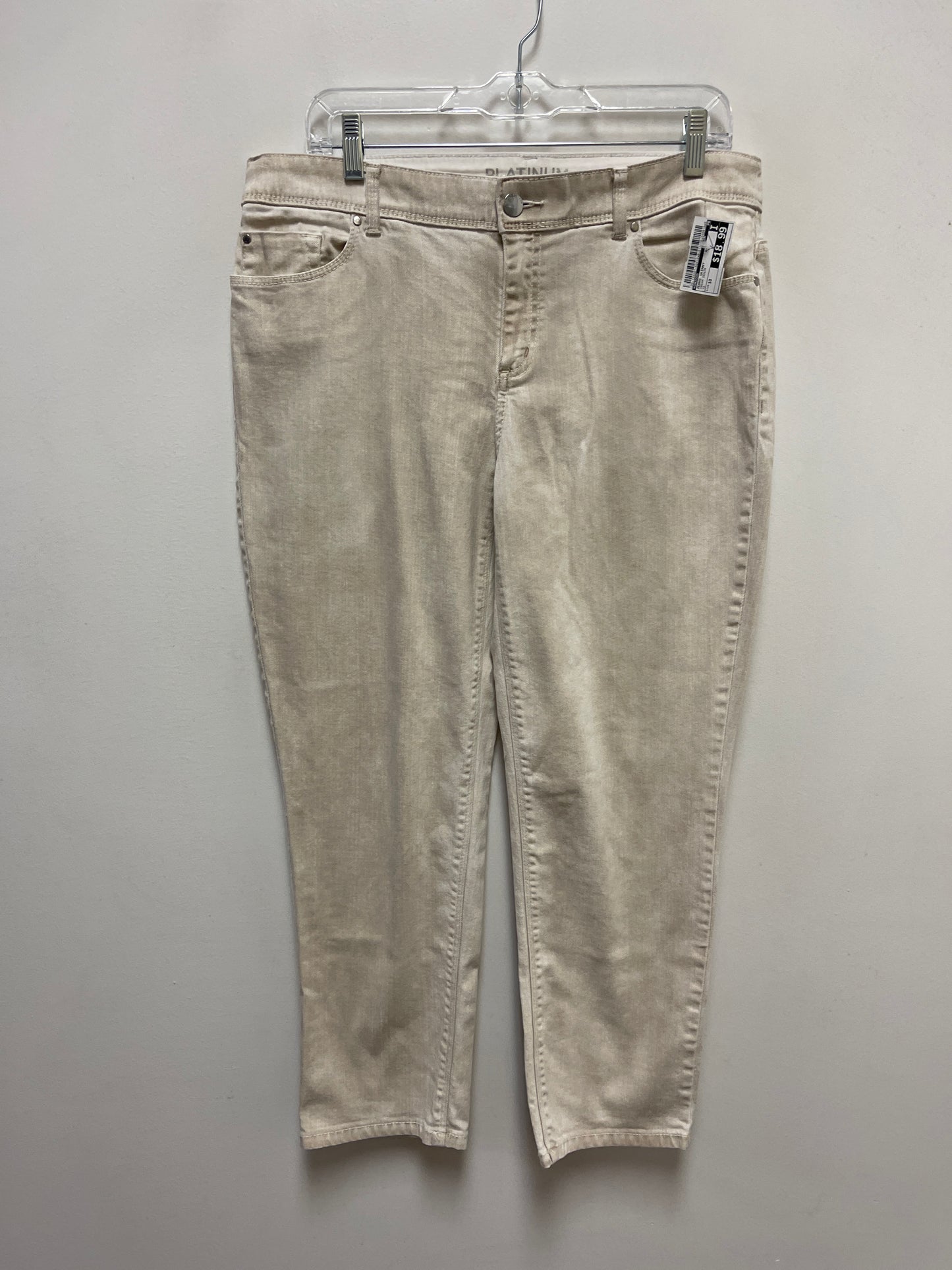 Jeans Skinny By Chicos In Cream Denim, Size: 10