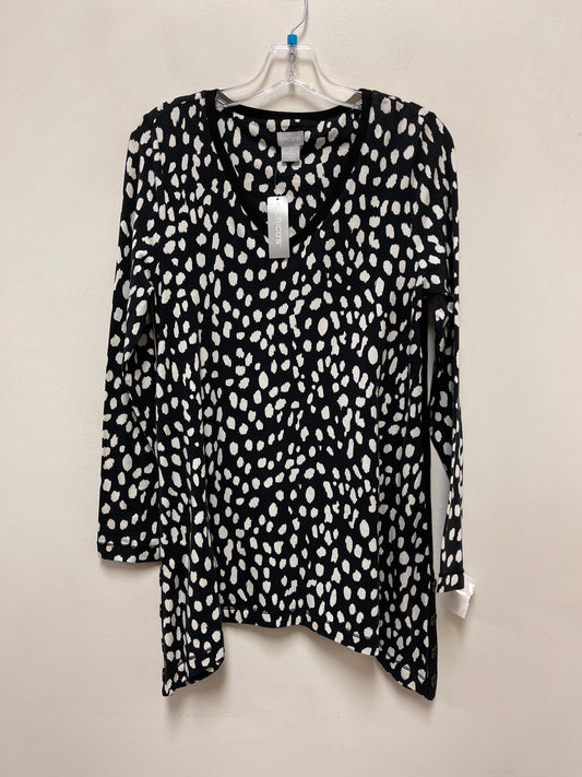 Tunic Long Sleeve By Chicos In Black & White, Size: S