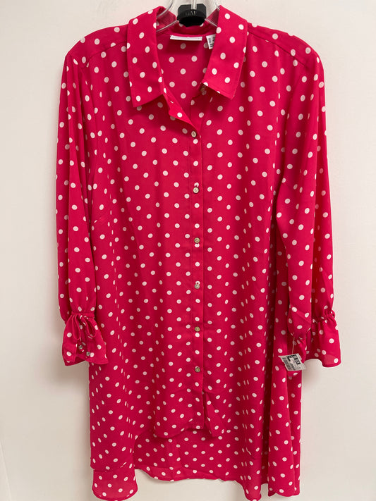 Top Long Sleeve By Susan Graver In Pink & White, Size: M