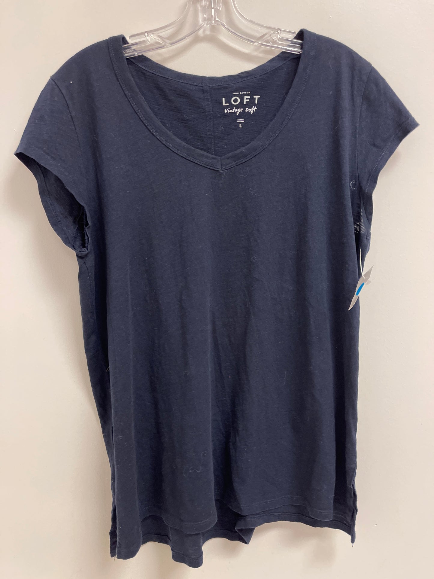 Top Short Sleeve Basic By Loft In Navy, Size: L