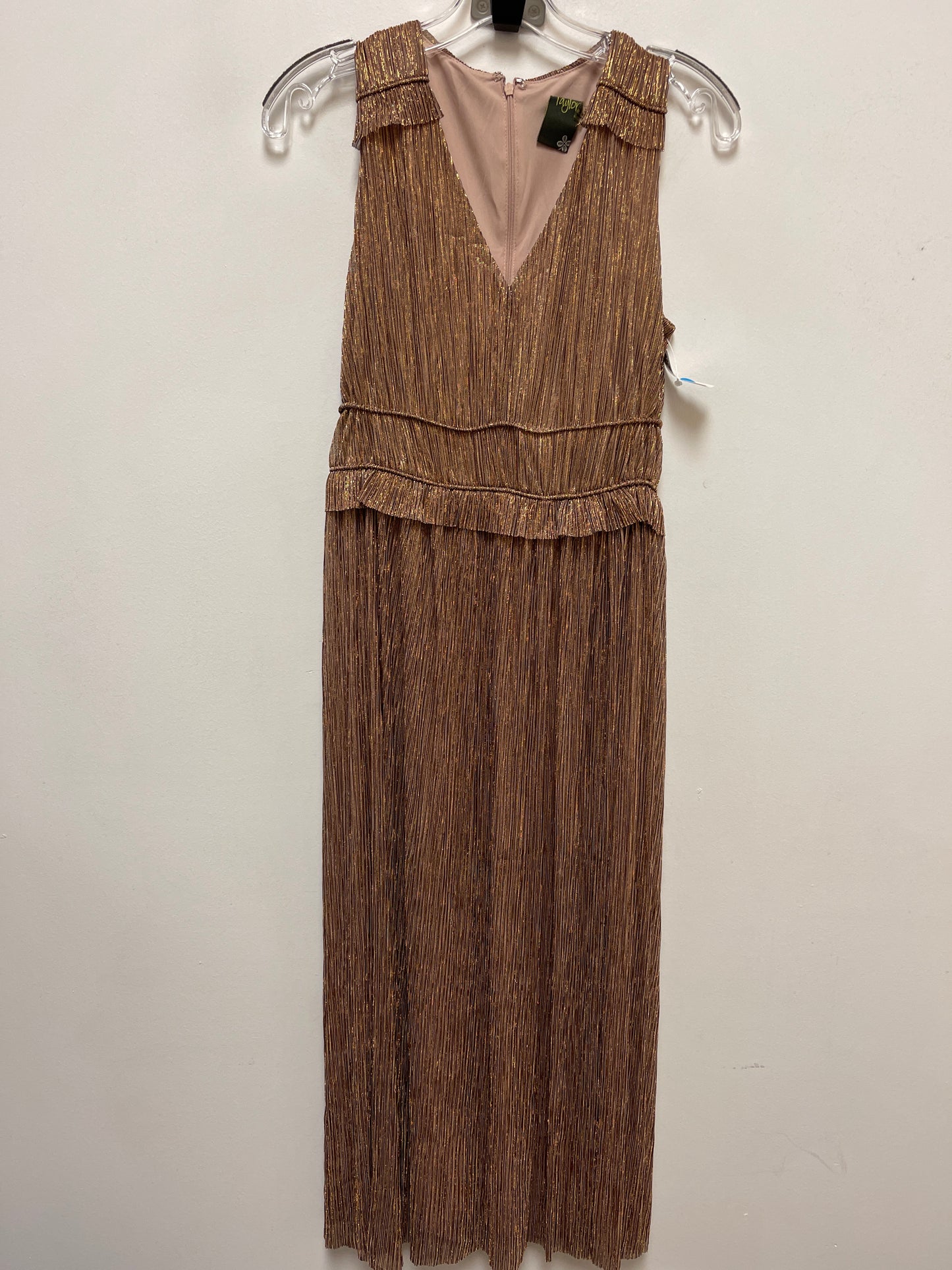 Dress Casual Maxi By Taylor In Gold, Size: Xs