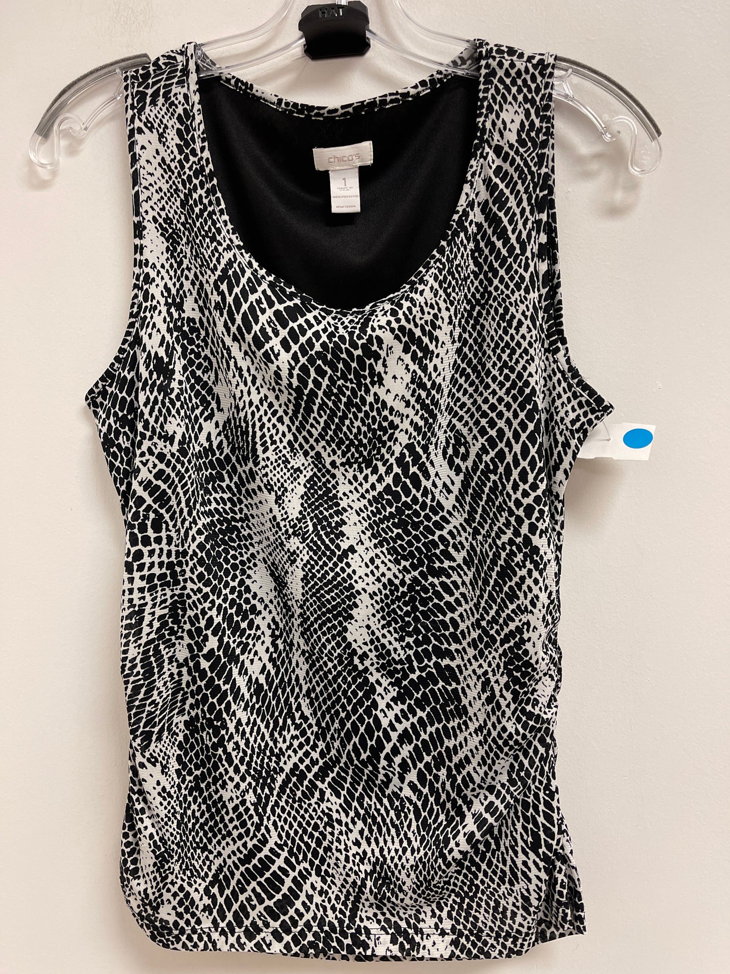 Top Sleeveless By Chicos In Black & White, Size: M