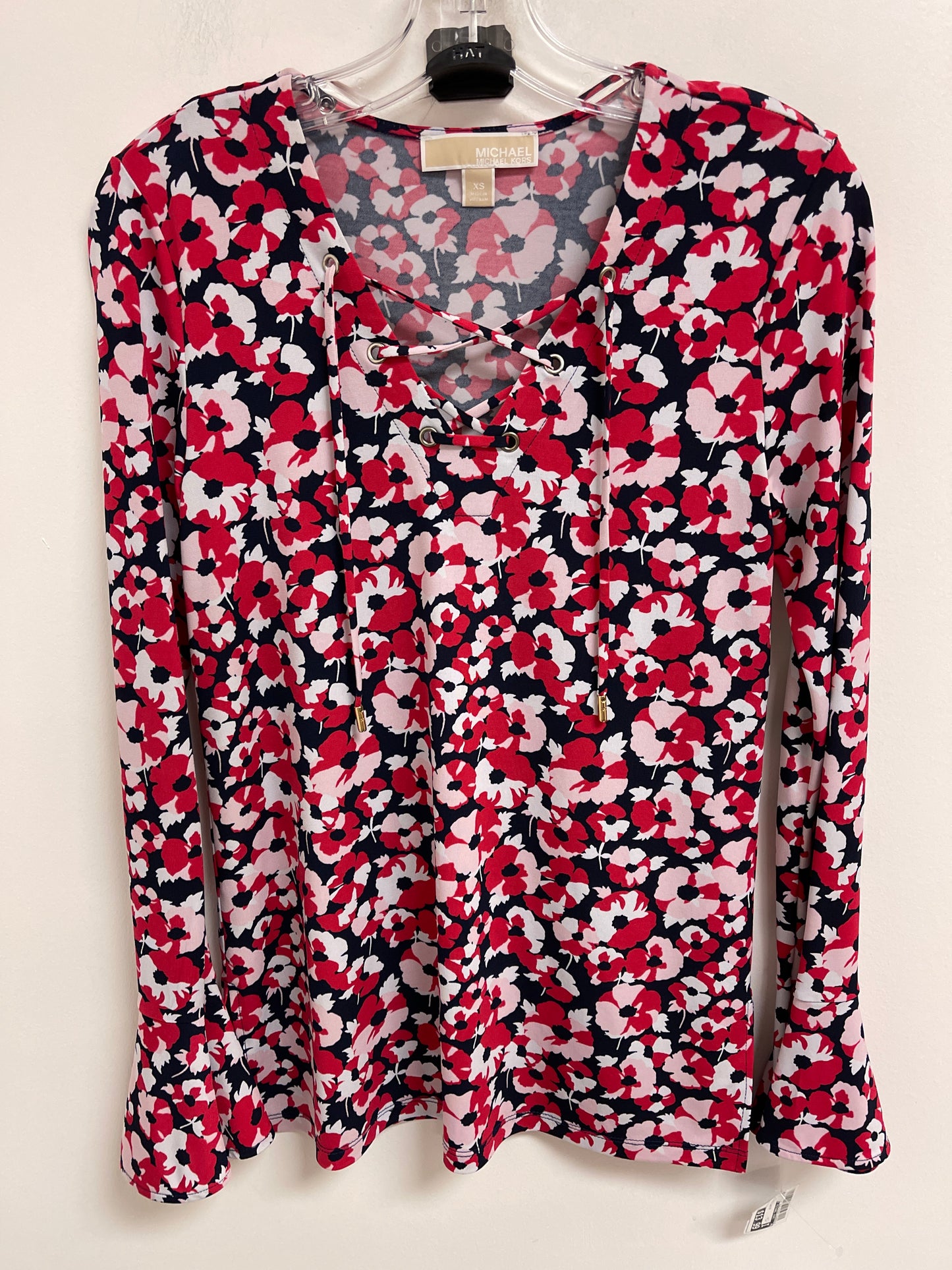 Top Long Sleeve By Michael By Michael Kors In Blue Red & White, Size: Xs