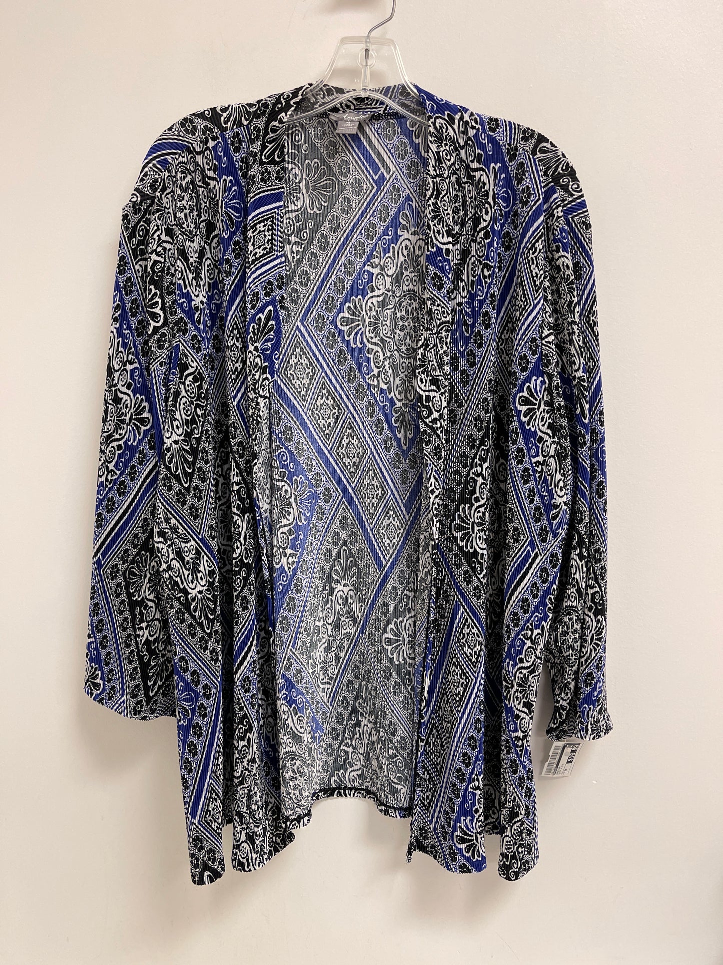 Cardigan By Chicos In Black & Blue, Size: 2x