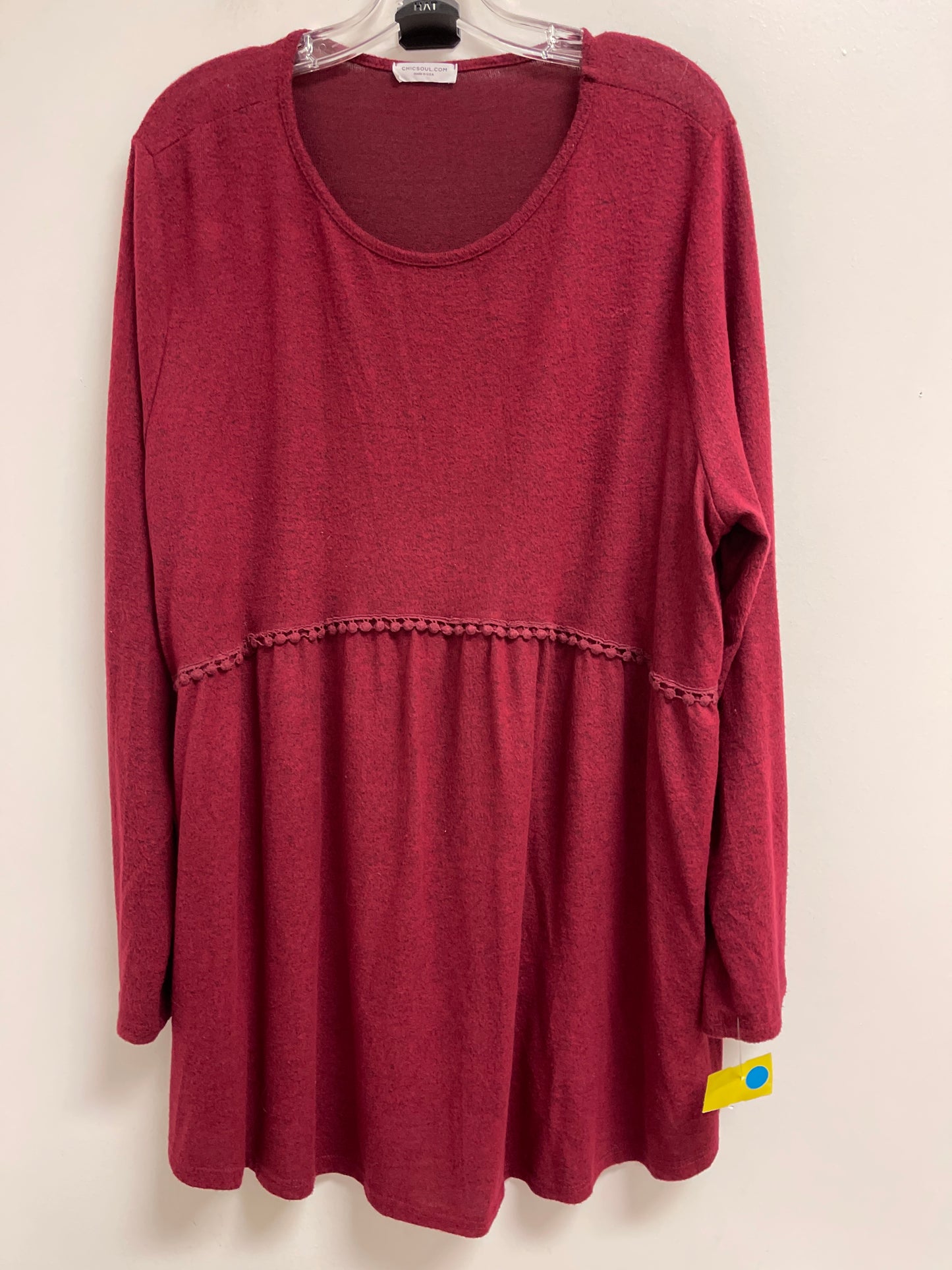 Top Long Sleeve By Chicsoul In Red, Size: 3x