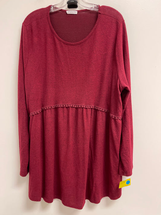 Top Long Sleeve By Chicsoul In Red, Size: 3x