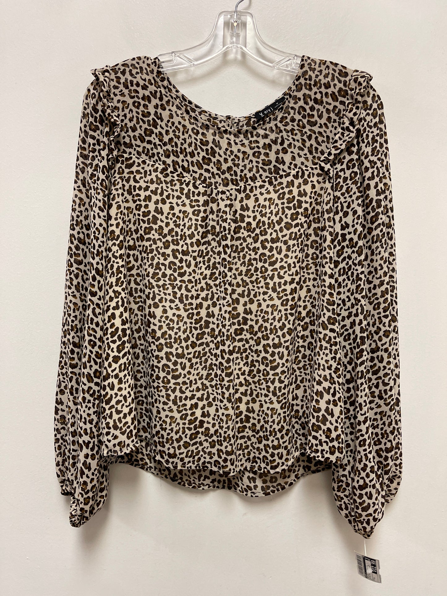 Top Long Sleeve By Very J In Animal Print, Size: M