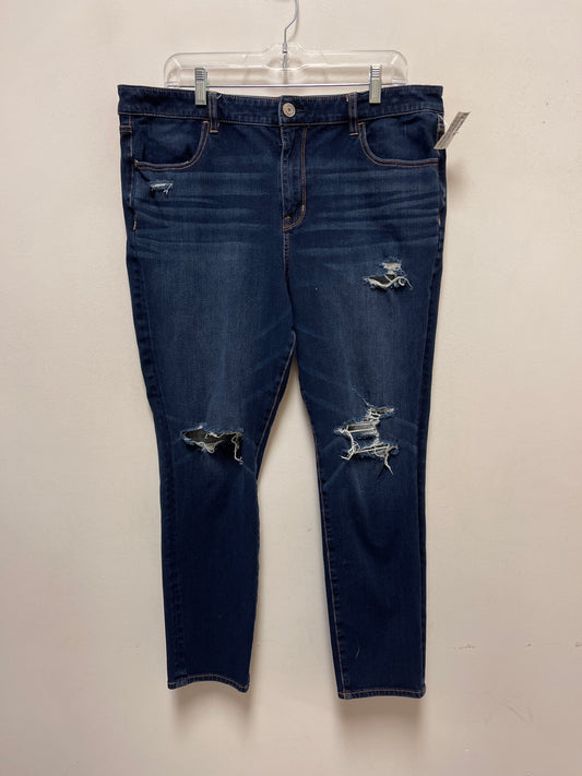 Jeans Skinny By American Eagle In Blue Denim, Size: 18