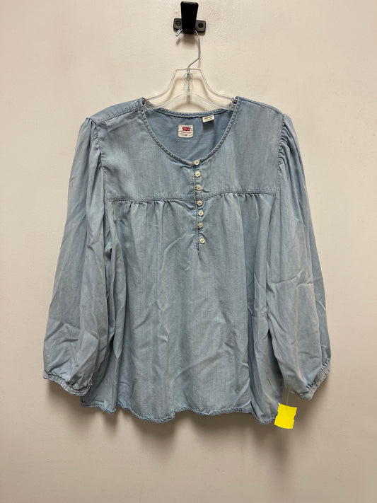 Top Long Sleeve By Levis In Blue Denim, Size: 2x