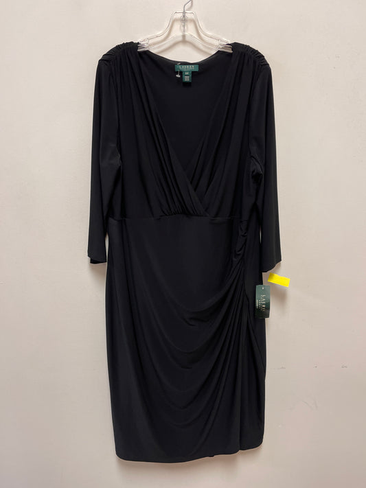 Dress Casual Midi By Lauren By Ralph Lauren In Black, Size: 2x