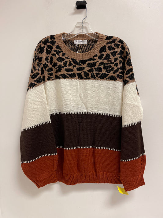 Sweater By Clothes Mentor In Brown & Cream, Size: L