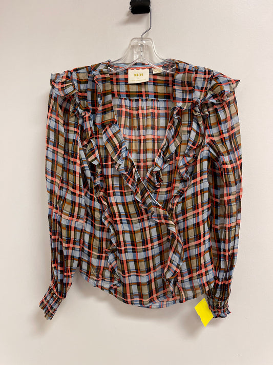 Top Long Sleeve By Maeve In Plaid Pattern, Size: Xsp