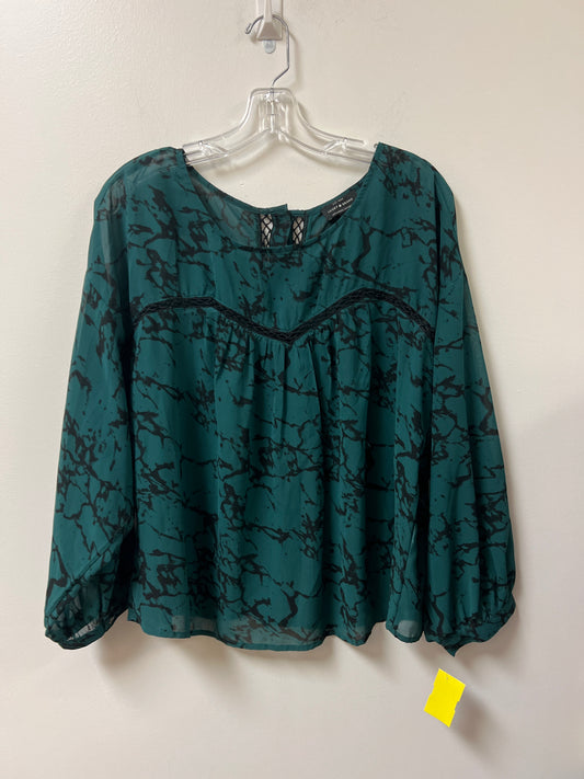 Top Long Sleeve By Lucky Brand In Black & Green, Size: L