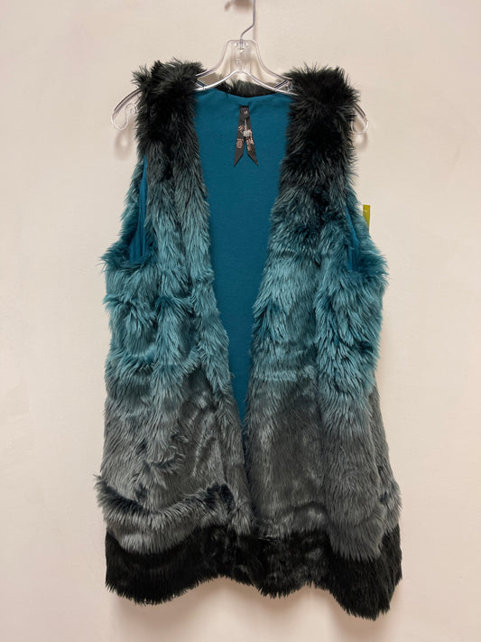 Vest Faux Fur & Sherpa By Melissa Mccarthy In Black & Blue, Size: 1x