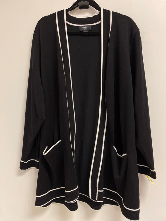 Cardigan By Liz Claiborne In Black & White, Size: 3x