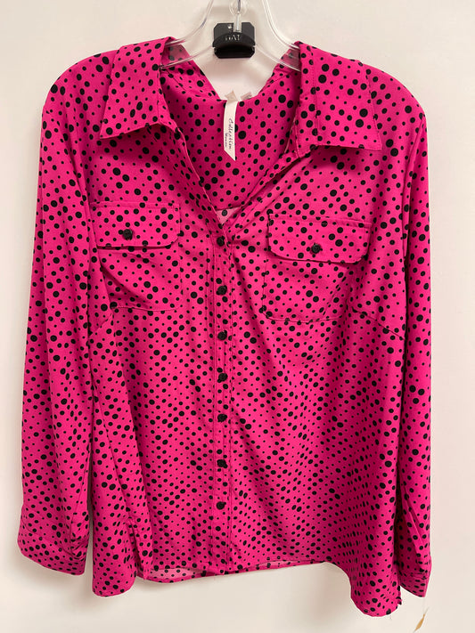 Top Long Sleeve By Ny Collection In Black & Pink, Size: 2x