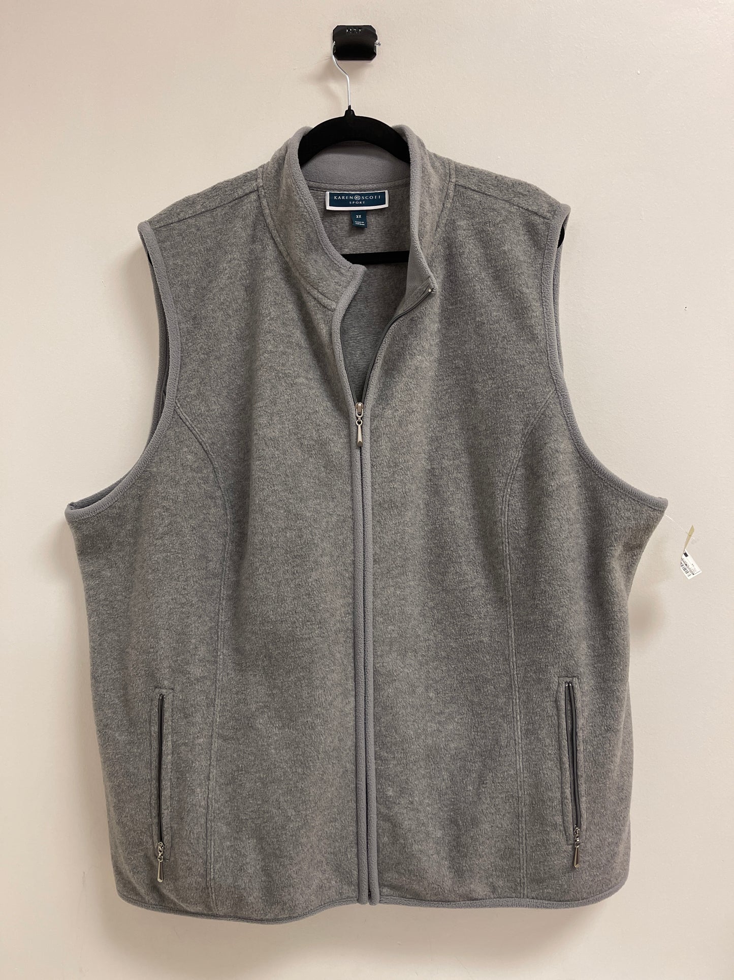 Vest Fleece By Karen Scott In Grey, Size: 3x