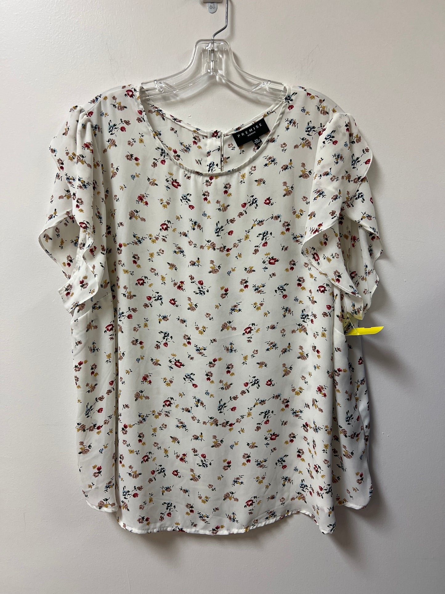 Top Short Sleeve By Premise In Floral Print, Size: 2x