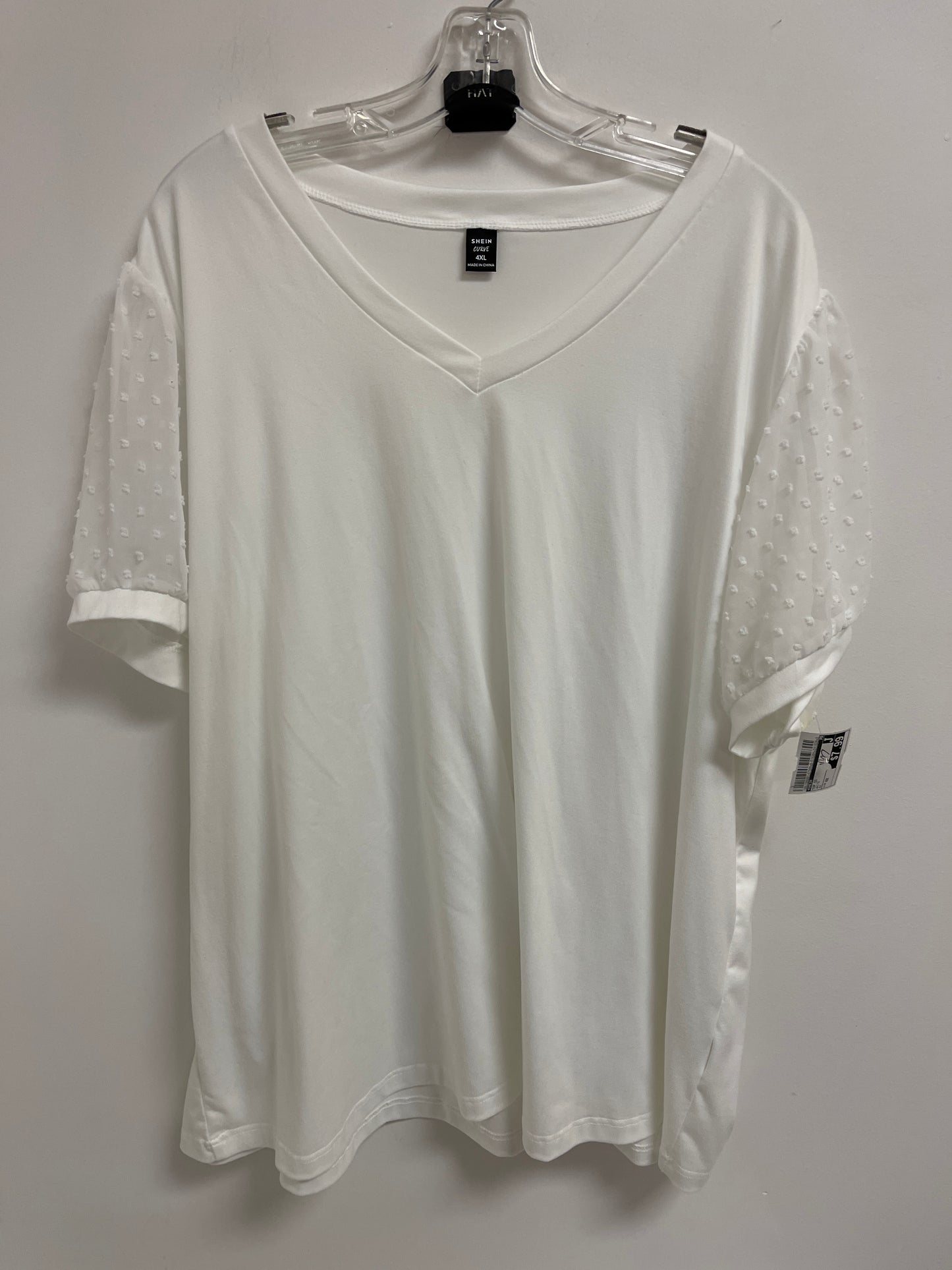 Top Short Sleeve By Shein In White, Size: 4x