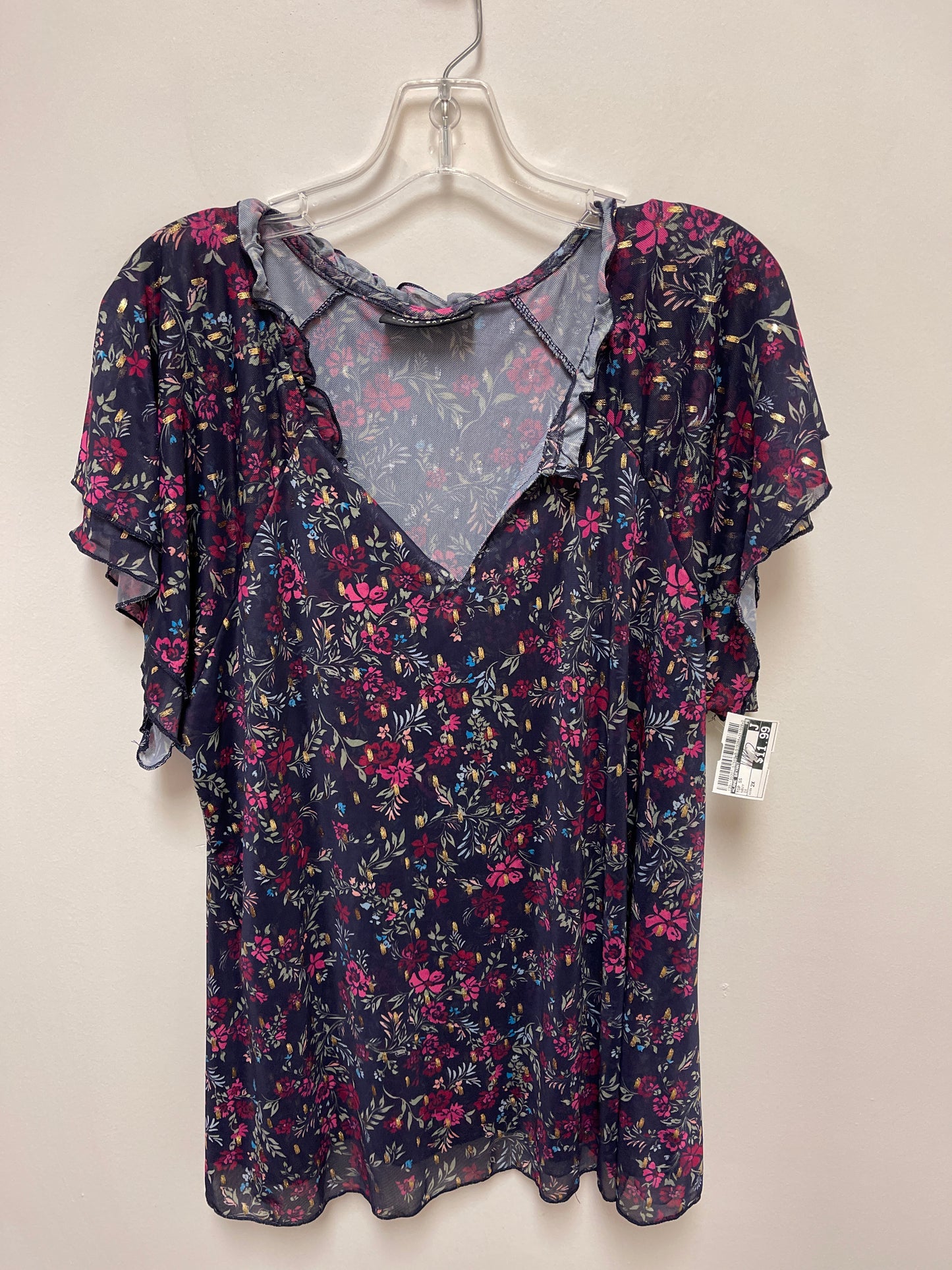 Top Short Sleeve By Lane Bryant In Navy, Size: 2x