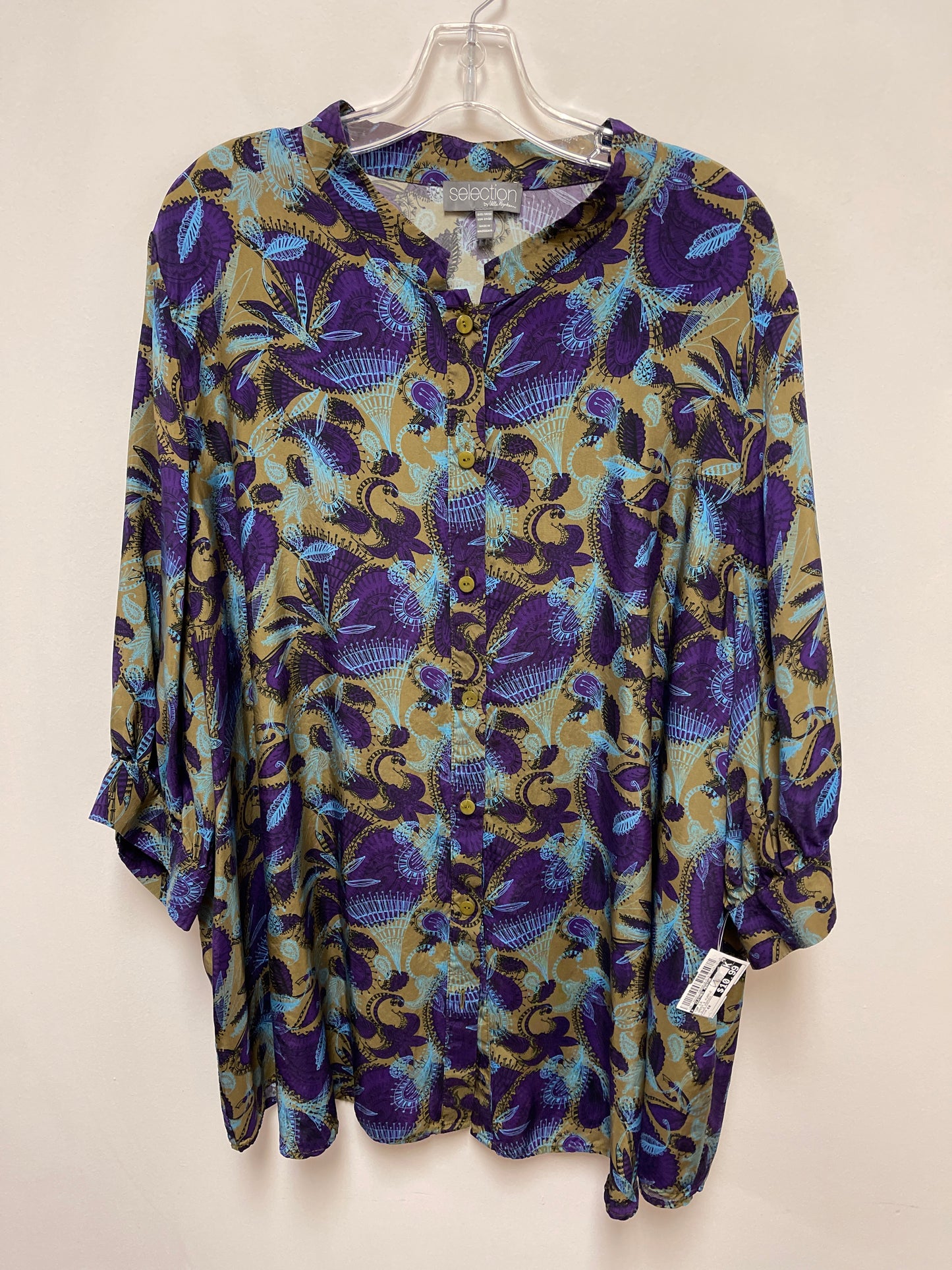 Top Long Sleeve By Clothes Mentor In Green & Purple, Size: 4x