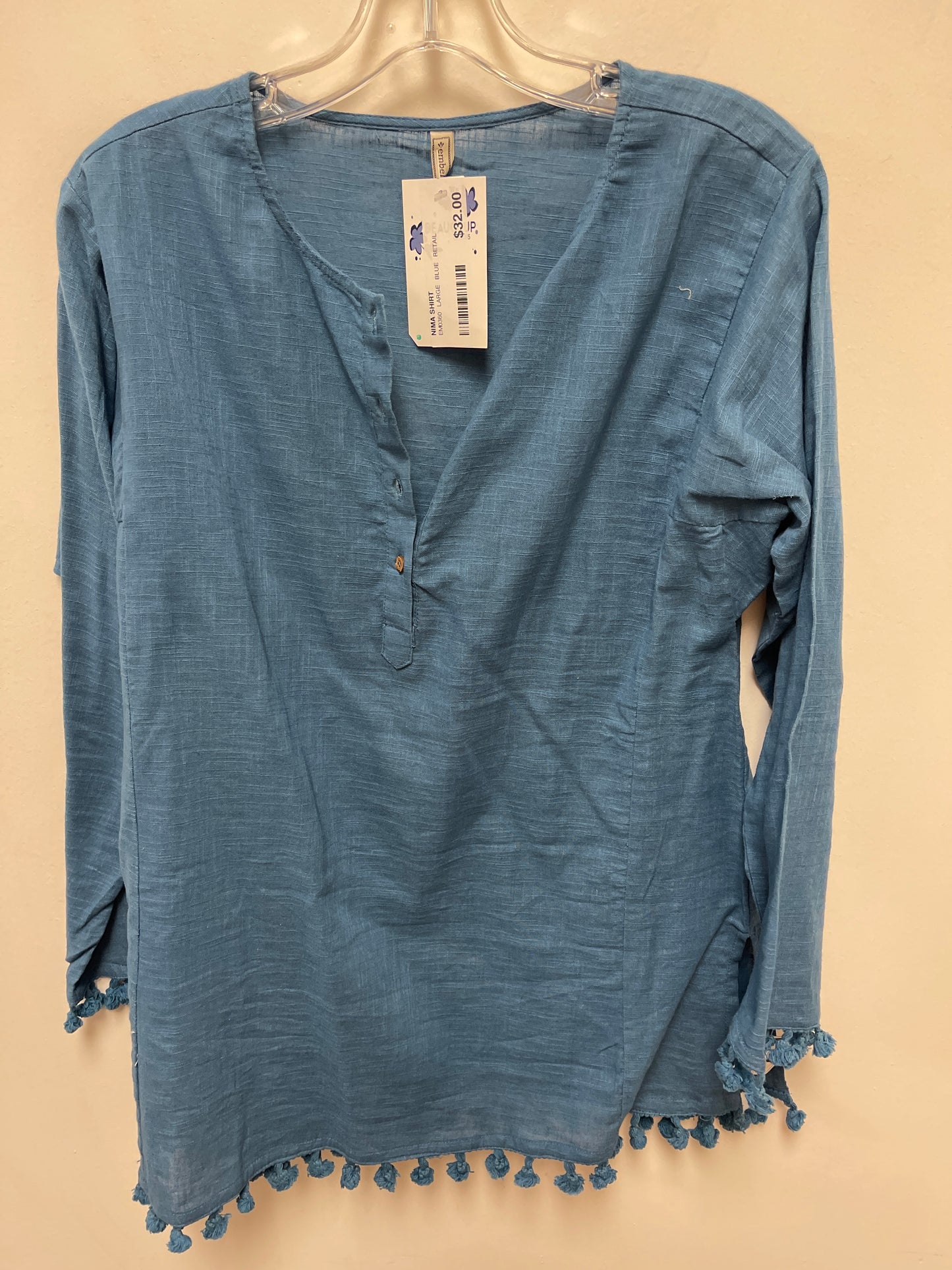 Tunic Long Sleeve By Clothes Mentor In Blue, Size: L