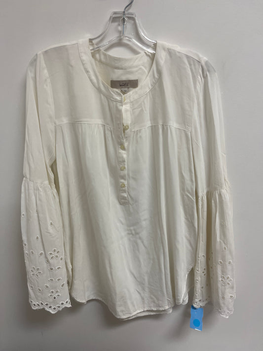 Top Long Sleeve By Loft In White, Size: S