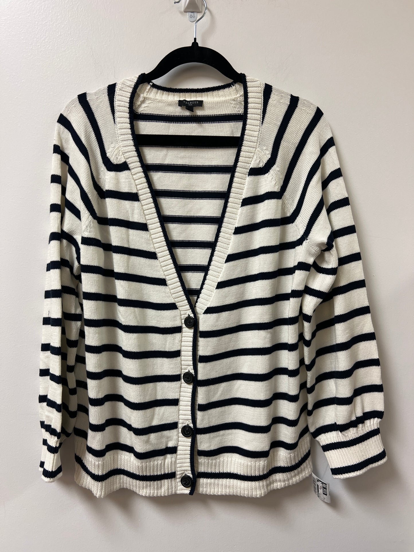 Cardigan By Talbots In Blue & White, Size: 1x