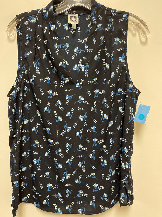 Top Sleeveless By Anne Klein In Black & Blue, Size: M