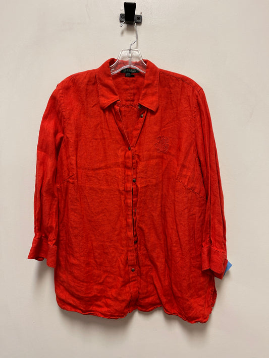 Top Long Sleeve By Lauren By Ralph Lauren In Orange, Size: 1x