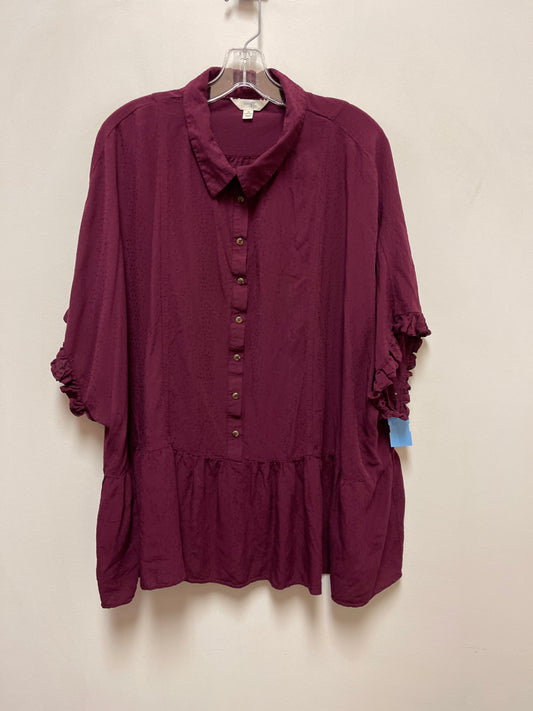 Top Short Sleeve By Terra & Sky In Red, Size: 3x