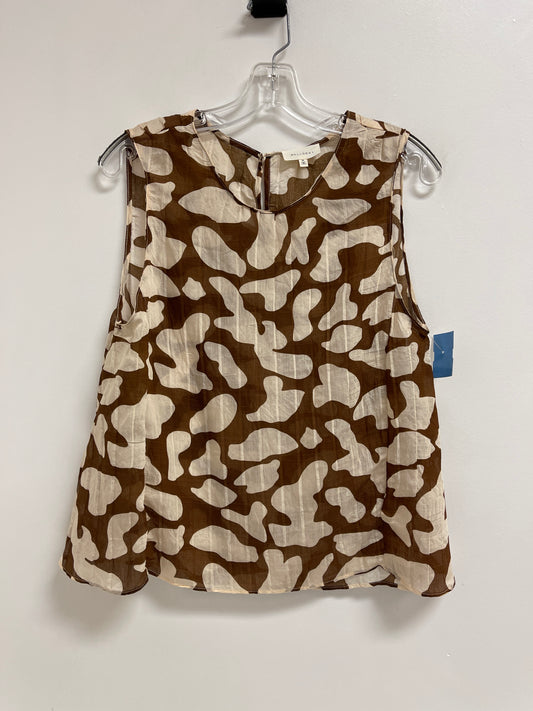 Top Sleeveless By Melloday In Brown & Cream, Size: M