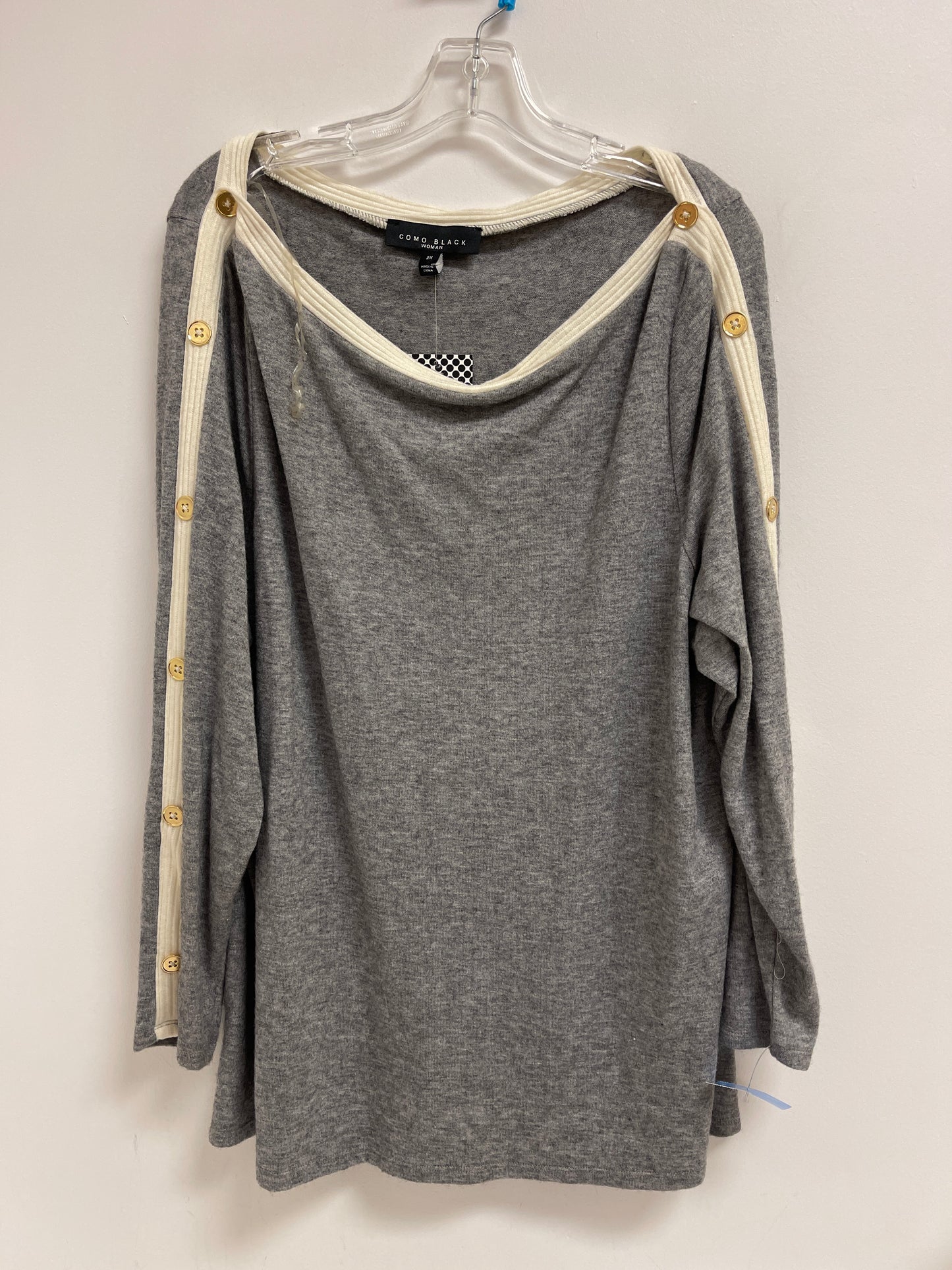 Top Long Sleeve By Clothes Mentor In Grey, Size: 2x