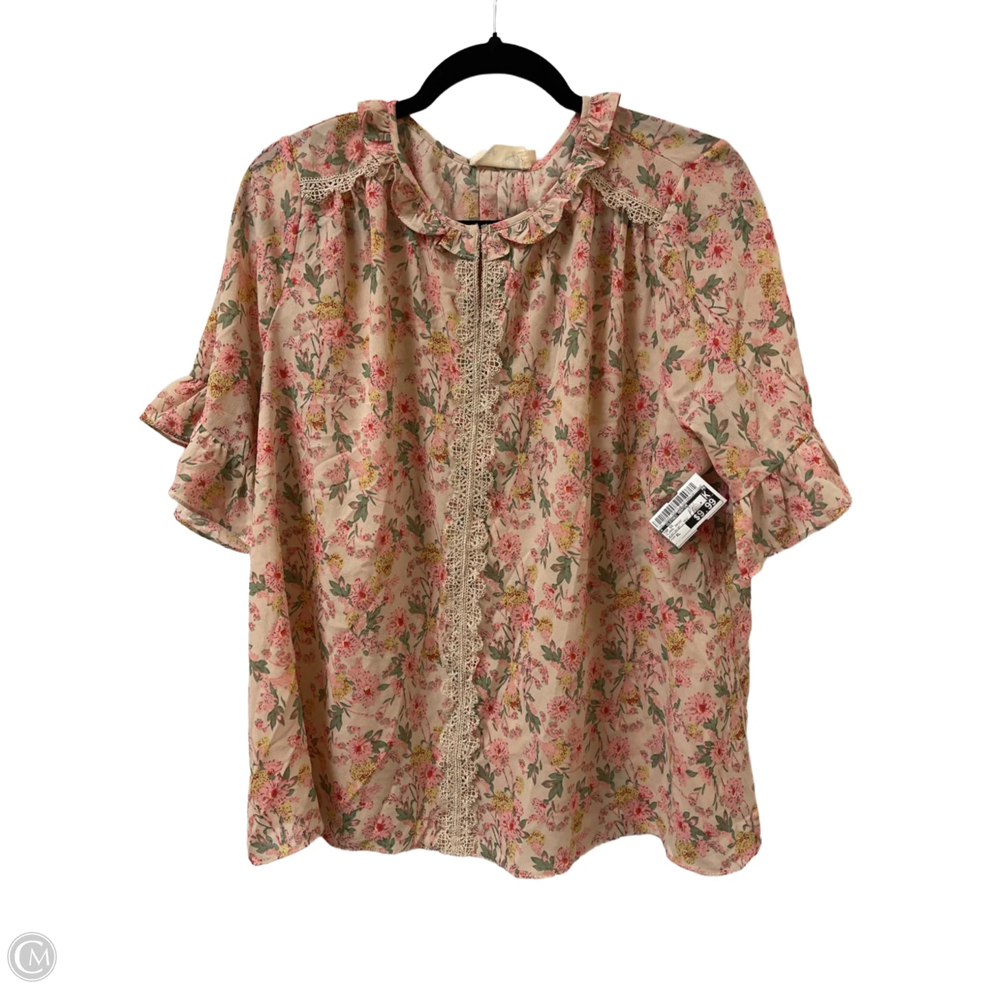 Top Short Sleeve By Clothes Mentor In Floral Print, Size: Xl