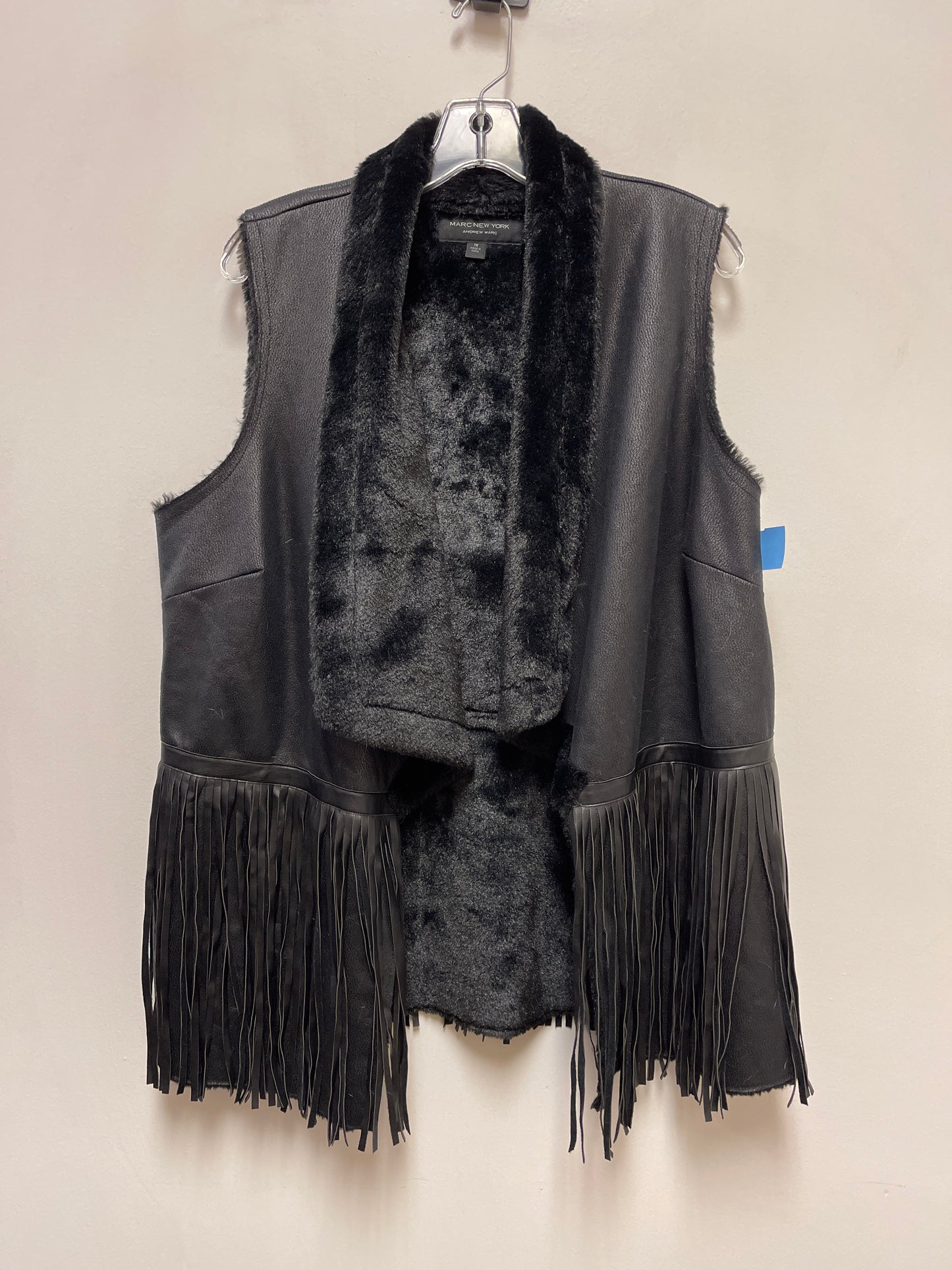 Vest Faux Fur & Sherpa By Marc New York In Black, Size: 1x