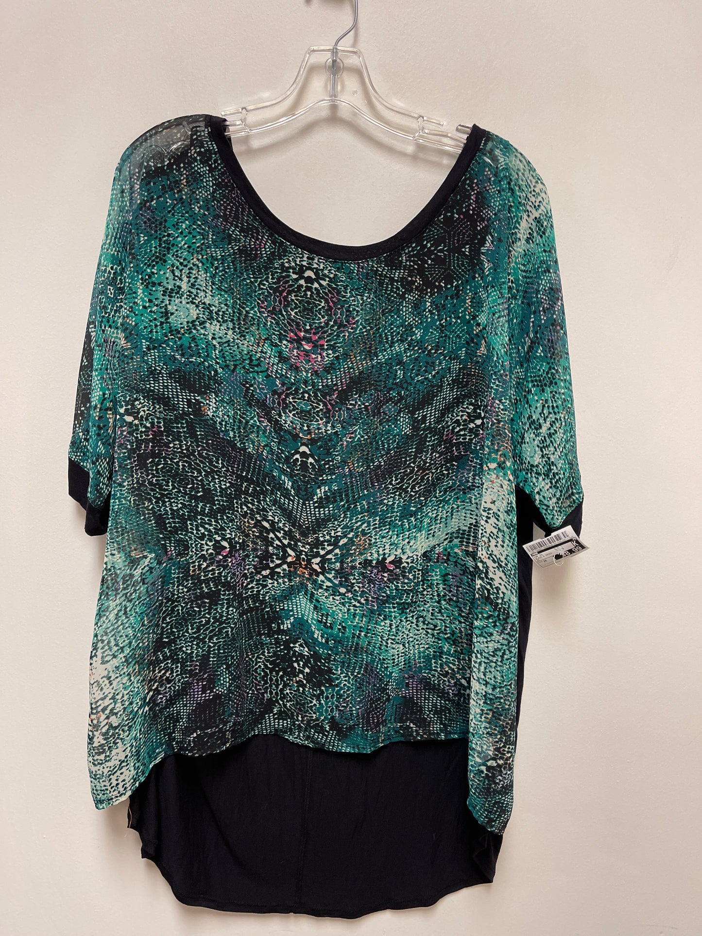 Top Short Sleeve By Ana In Black & Green, Size: 2x