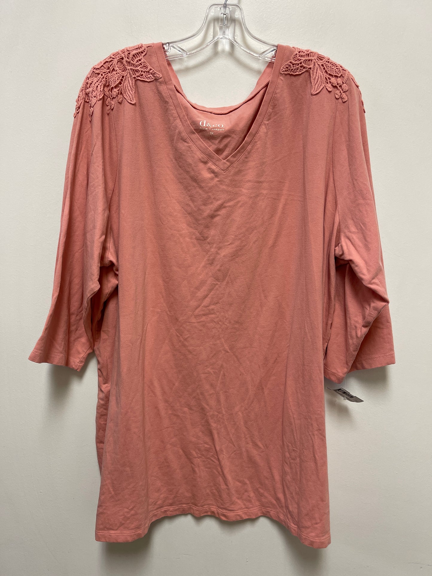 Top Long Sleeve By Denim And Company In Pink, Size: 3x