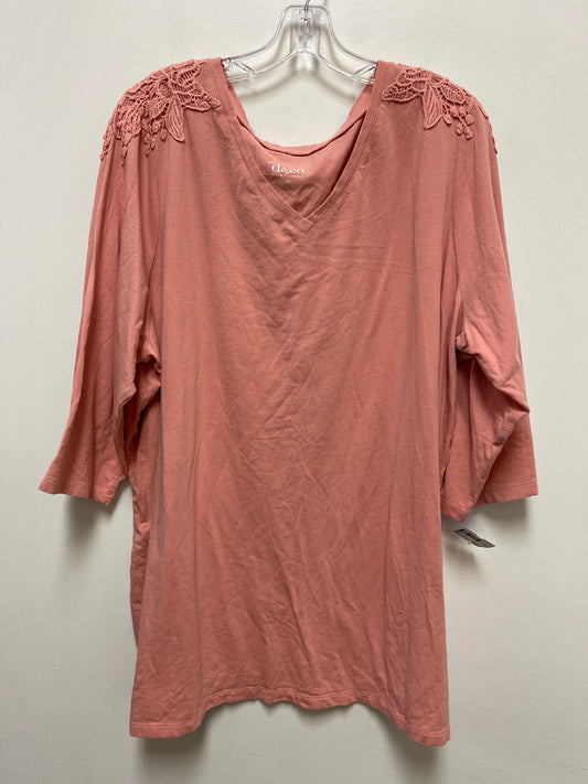 Top Long Sleeve By Denim And Company In Pink, Size: 3x