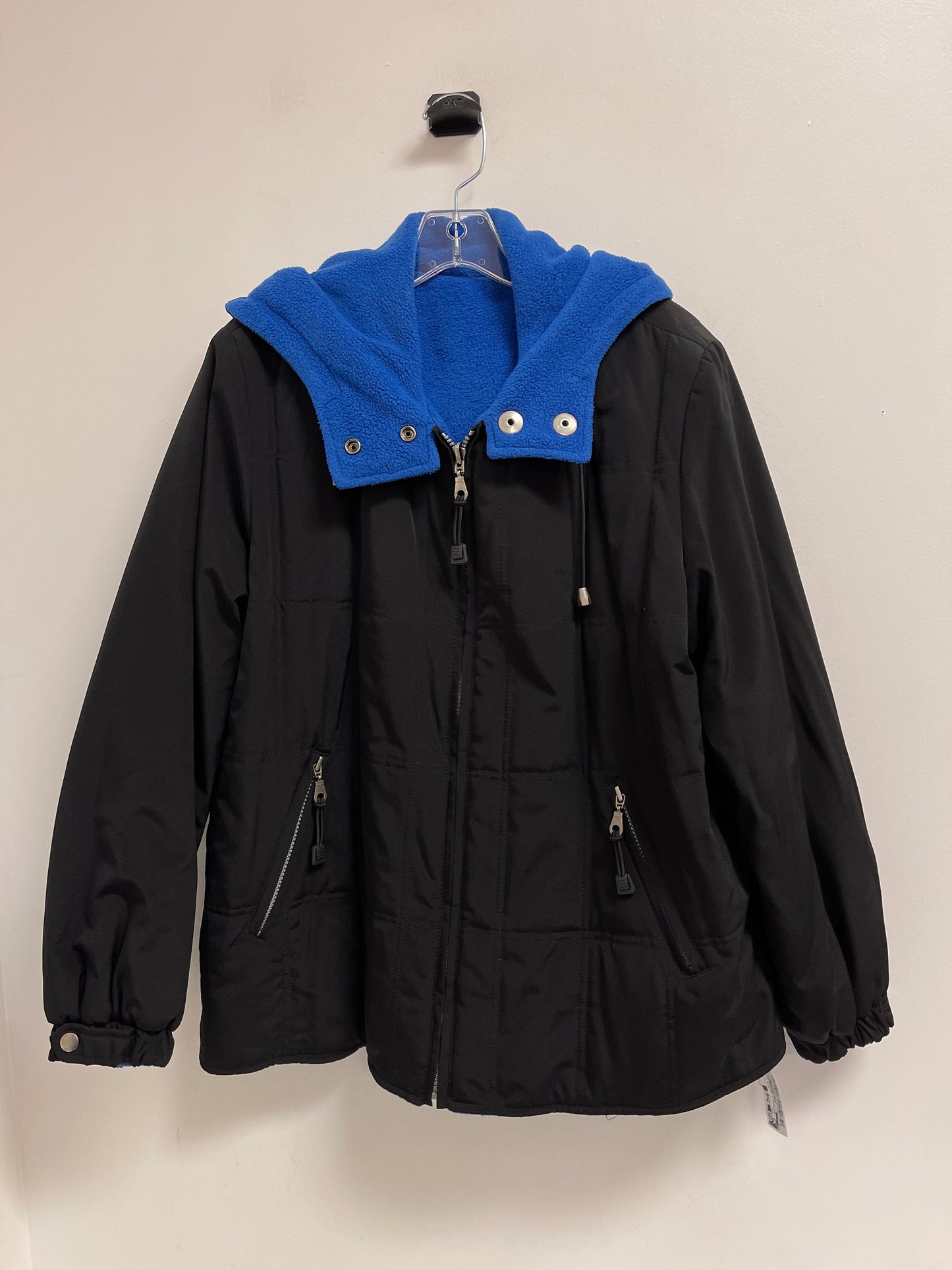 Jacket Puffer & Quilted By Fleet Street In Black & Blue, Size: L