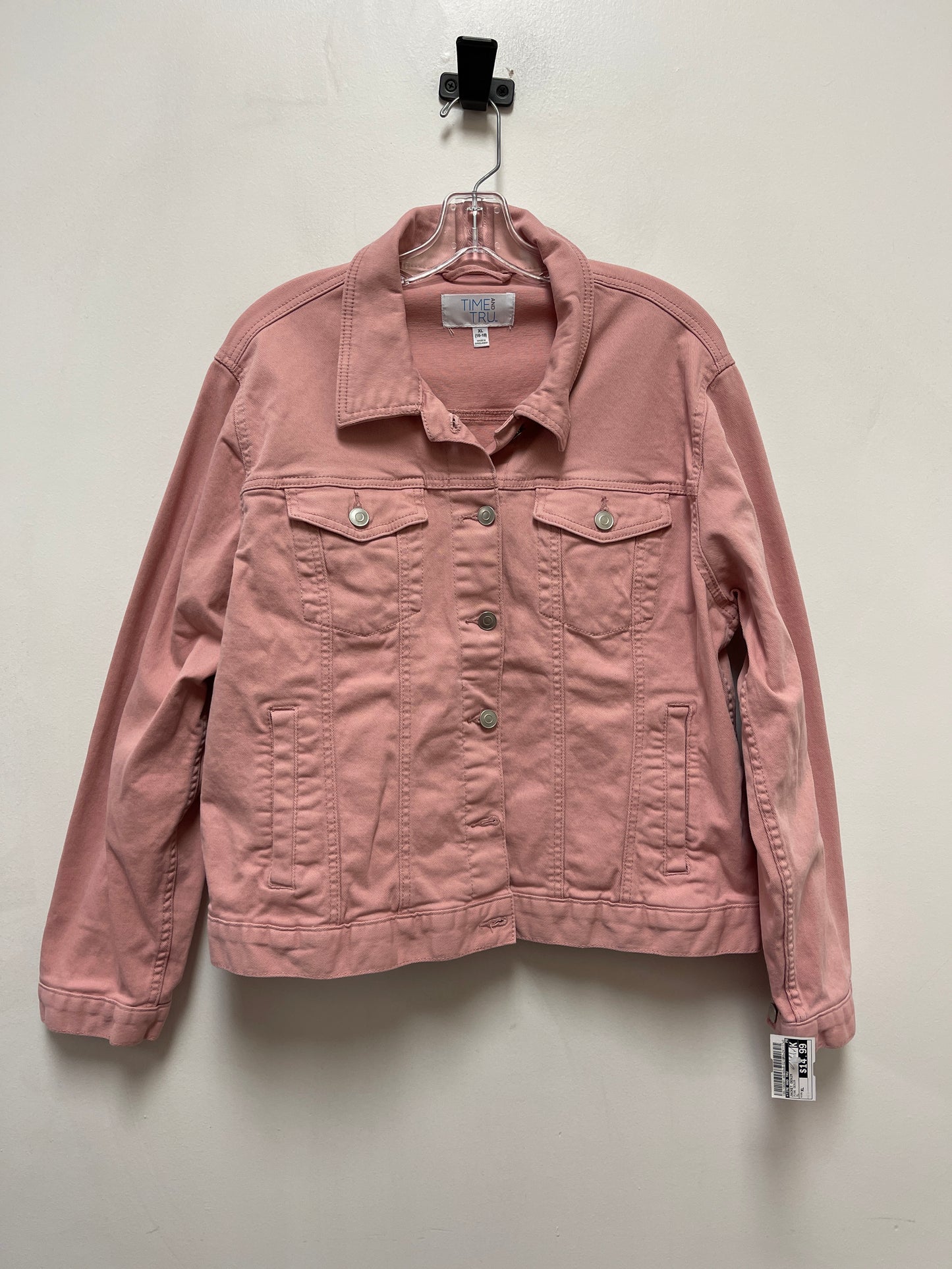 Jacket Denim By Time And Tru In Pink Denim, Size: Xl