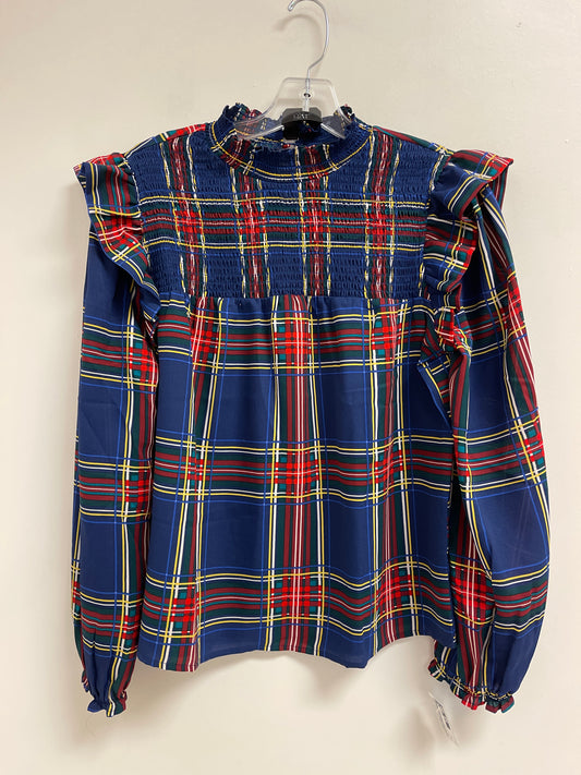 Top Long Sleeve By Sugar Lips In Plaid Pattern, Size: S