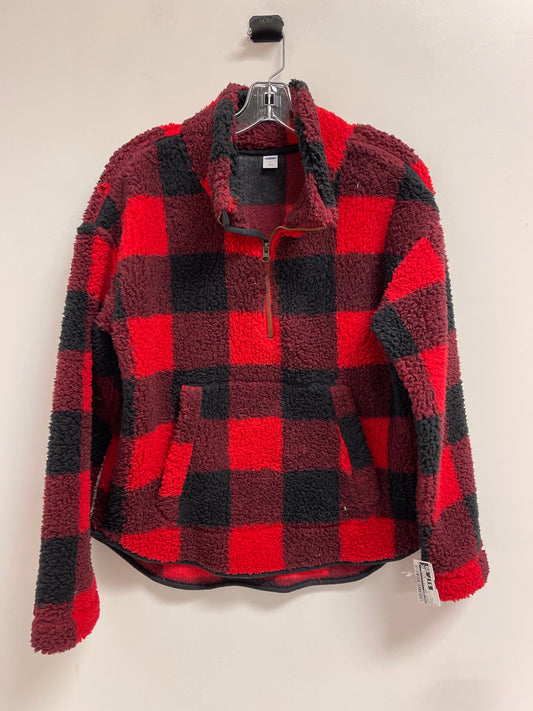 Jacket Faux Fur & Sherpa By Old Navy In Black & Red, Size: S