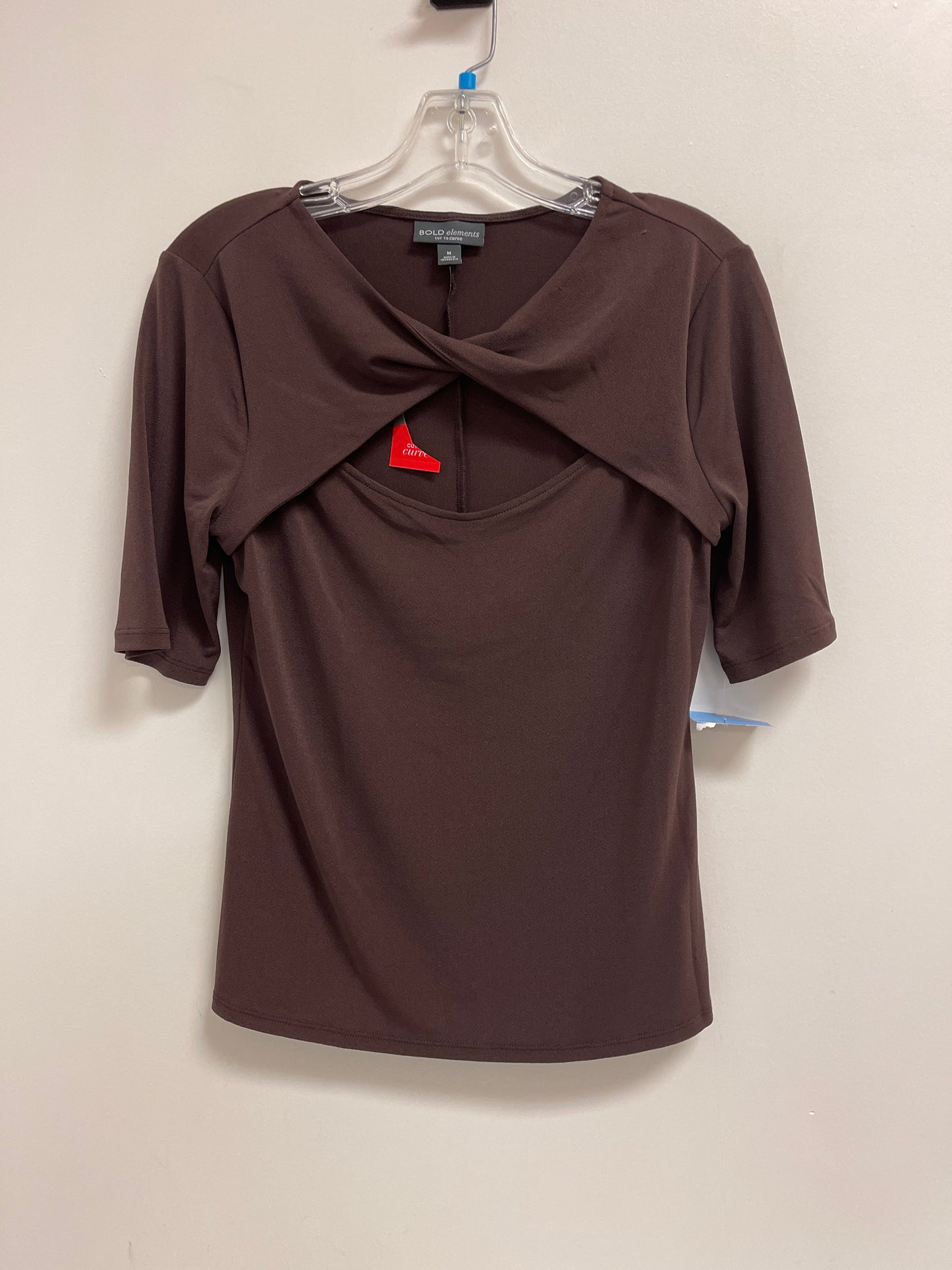 Top Short Sleeve By Bold Elements In Brown, Size: M