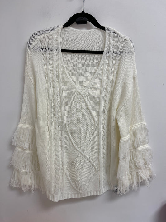 Sweater By Clothes Mentor In White, Size: L